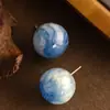 Estilo Dulce y Fresco, Pendientes Redondos de Resina con Cielo Estrellado, Lujo Ligero, Pendientes Sencillos y de Alta Gama para Mujer