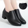 Outono e inverno novo fundo macio não cansado pés grosso salto mãe sapatos formal usar sapatos profissionais das mulheres boca profunda superfície macia couro respirável botas curtas respiráveis