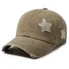 Boné de beisebol vintage com estrela lavado transfronteiriço para homens e mulheres, boné retro de brim com aba curta, proteção solar, chapéu moderno e versátil
