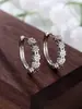 Pendientes de Plata de Ley S925 Europeos y Americanos Transfronterizos de Medio Círculo Pequeño de Circonio Pendientes Simples Dulces de Flor Fresca Nicho