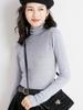Fina lã fina fina outono e inverno novo feminino slim-fit colarinho de pilha esticar cor sólida curto malha fundo camisola camisa