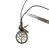 Colar com Pingente Redondo de Madeira Chinoiserie Retrô Novo Corrente Simples Acessível Luxo Elegante para Clavícula Joia de Nicho Versátil Personalizada