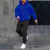 Conjunto de 2 piezas para hombre de sudaderas de manga larga y pantalones de chándal con estampado de letras retro negro para correr en invierno
