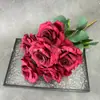 Flores Artificiales con 9 Cabezas de Rosa en Forma de Diamante, Adecuadas para Decoraciones de Hotel y Restaurante, Arreglos de Pasillo, Montajes de Boda y Decoraciones de Escenario