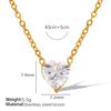 Collar y pendientes de circonita microincrustada de alta gama, estilo Chanel de lujo, con colgante de corazón de melocotón y cadena para clavícula para mujer.
