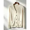 Cárdigan de Punto para Hombre de Comercio Exterior Negocios de Alta Gama Casual Cuello en V Color Sólido Suéter para Hombre Simple de Primavera y Otoño Ropa para Hombre