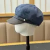 Gorra Octogonal de Mezclilla Estilo Británico Patchwork Retro Japonés para Mujer, Casual y Elegante, Boina Adelgazante, Gorra de Periodista a la Moda