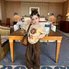 Roupa de Outono para Meninas: Top Estampado Manga Longa Estilo Retro Coreano e Calça Casual Wide-Leg Elegante com Estampa de Leopardo para Crianças