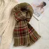 Versión coreana de bufanda de otoño e invierno para mujer, a cuadros de doble cara, nuevo modelo 2023, vintage, gruesa, cálida, cachemira, regalo de Navidad, alta calidad
