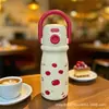 Taza de Viaje Transfronteriza Nueva y Elegante de Color Crema Acero Inoxidable 316 Termo para Llevar Gran Capacidad Portátil Taza para Niños Diseño de Dibujos Animados