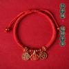 Pulsera Roja de Cuerda Creativa de Marea Country para Mujer, Joyería Tejida a Mano Auspiciosa para Cumpleaños y Año, Ajustable