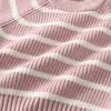 Nuevo Suéter de Cuello Alto para Niños y Niñas Otoño e Invierno Tejido de Punto Grueso Rayado Infantil Camiseta Interior Cálida Base