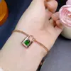 Pulsera Elegante de Plata de Ley S925 Chapada en Oro con Cierre Incrustada con Gema Pulsera de Mujer de Gama Alta Diopsita Natural