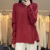 Suéter Nuevo de Otoño e Invierno con Botones Bordado a Mano Pesado Nuevo Cardigan Tejido de Lana Pura Estilo Chino Chaqueta Exterior Holgada para Mujer