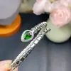 ¡Nueva Llegada! Pulsera de Diópsido Natural Plata 925 Chapada en Oro Blanco Tamaño de la Piedra Principal 5*7mm