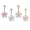 Venta Caliente Europea y Americana Anillo de Ombligo Simple de Acero Inoxidable Flor Zirconia Botón de Ombligo Estrella de la Suerte Uña de Ombligo Joyería para Piercing