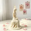 Figura de Niña Pura Qiqi con Flor 3D Sentada Molde de Silicona para Vela de Aromaterapia Molde para Adorno de Yeso DIY