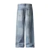 Jeans Anchos Bordados Patchwork de Corazón y Estrella para Hombre, Nuevo Estilo de Primavera con Adorno de Botón Lindo, Pantalones Largos Casuales Rectos para Mujer