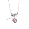 Nuevo Collar Cuadrado Dulce con Lazo de Circonita para Mujer, Brillante, Sencillo, Versátil, Regalo Nicho para el Día de San Valentín, Cadena para Clavícula