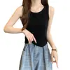 Comercio exterior transfronterizo al por mayor verano cuello en U algodón camisola mujer cintura ceñida interior anti-rozaduras sin mangas top