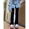 Calça Jeans Reta de Veludo Stretch de Cintura Alta Preta para Mulheres 2024 Outono e Inverno Nova Versão Estreita Look Emagrecedor Perna Larga Cigarrete