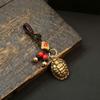 Latão Fujia Mundo Tartaruga Shell Chaveiro Pingente Homens e Mulheres Chave Do Carro Bolsa Pingente de Cobre Artesanato Decoração
