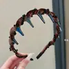 Diadema de Peluche con Dientes Estampado de Leopardo Estilo Coreano para Mujer, Gama Alta, Moderna, Diadema Pinza para el Cabello de Corona Alta, Accesorio para el Cabello