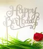 Papel con Purpurina Inglés Feliz Cumpleaños Tarjeta para Cupcake Bandera Tirar Bandera Fiesta de Cumpleaños Decoración de Fiesta Horneado