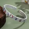 Pulsera de Plata Dios de la Fortuna Amarillo para Mujer Plata Pura 9999 Sólida Abierta Esmalte Colorido Tendencia Nacional Estilo Étnico Plata Pura Palabras Auspiciosas Brazalete de Plata