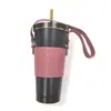 Venta Caliente Transfronteriza Juego de Tazas Grandes para Té de Leche Taza de Café Portátil con Aislamiento Térmico Juego de Tazas de Cuero Portátil Juego de Tazas No Desechables