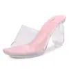 Sandalias de tacón alto europeas y americanas con tiras transparentes, sexys y versátiles para el uso diario, zapatos estilo romano, venta al por mayor transfronteriza en AliExpress