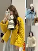 Jaqueta Acolchoada de Algodão Versátil com Gola Redonda de Inverno para Mulheres, Estilo Coreano Cor Sólida Acolchoada à Prova de Frio Outono e Inverno Solta Quente Casaco Acolchoado