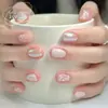 Uñas Vestibles Populares Ins 30 Piezas con Lazo y Pedrería Uñas Cortas Vestibles para Manicura Uñas Postizas Pre-Hechas