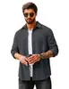 Camisas de Hombre para Otoño e Invierno Europeas y Americanas Amazon Tops Transfronterizos Waffle Manga Larga Holgadas de Negocios Cálidas Camisas de Hombre