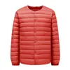 Las chaquetas de otoño e invierno para hombre y mujer pueden ser de cuello en V o redondo, ropa exterior ligera de manga larga para hombre, chaqueta de plumón cálida con plumón de pato blanco