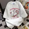 Camiseta linda, dulce y divertida con estampado y diseño único, corte holgado casual a la moda, top vintage versátil