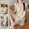 Pijama para Mujer 2025 Nuevo Verano Shorts de Tirantes Estilo Coreano Dulce Floral con Volantes Conjunto de Ropa para el Hogar