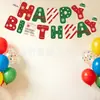 Bandeirola Puxa-Bandeira de Aniversário de Natal Desenho Animado Fofo Papai Noel Banner de Letras Enfeites Suspensos Espirais Toppers de Bolo Decorações