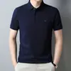 Camiseta Casual Masculina Clássica com Gola Lapela Versátil de Manga Curta em Algodão Camisa Polo Casual Masculina de Cor Sólida Algodão Puro
