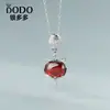 Colar Raposa Vermelha em prata de lei s925 corrente clavicular feminina temperamento sexy cravejado com Granadas joias de prata da sorte atacado