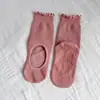 Calcetines de Yoga y Pilates sin Talón para Mujer, Calcetines de Encaje Profesionales Antideslizantes de Media Pantorrilla para Danza, Ejercicio, Fitness, Calcetines de Piso para Adultos
