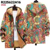 Chaqueta de Nuevo Estilo Transfronteriza con Elementos de Patrón Multicolor, Cárdigan con Capucha y Cremallera 87, Abrigo de Algodón Polar Espeso de Invierno con Forro Amarillo