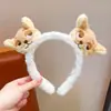 Diadema de estilo coreano kawaii para niña, bonita diadema de felpa con dibujos animados para otoño e invierno, diadema para lavarse la cara a presión con el pelo de niña dulce