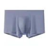 Cueca Boxer Masculina Ultra Fina de Seda Gelada com Toque Sedoso Nude, Cintura Estreita Sem Costura, Cintura Média, Tamanho Grande, Cor Sólida
