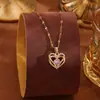 Colar de aço de titânio estilo japonês e coreano feminino all-match nicho design high-end luxo clavícula cadeia amor pingente de jóias atacado