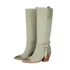 Botas de mujer de tacón alto gruesas estilo comercio exterior otoño e invierno 2026 punta fina caña alta remaches botas western para mujer 40-43