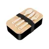 Caixa de Almoço Bento de Bambu Camada Única Estilo Japonês Amazon para Estudante, Acampamento ao Ar Livre, Caixa Conservadora de Frescor, Compartimentada, Grande Capacidade