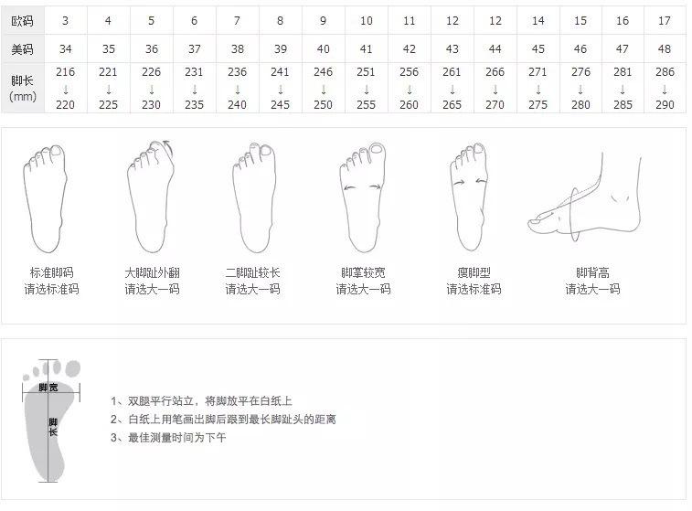尺码表