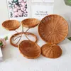 Cesta Redonda de Mimbre Sintético Tejido Multicapa para Frutas para el Hogar, Restaurante, Cocina, Hotel, Dulces, Snacks, Bandeja de Frutas, Cesta de Almacenamiento