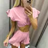 Nova Coleção Primavera/Verão 2026 Europeia e Americana Roupa de Casa Duas Peças de Algodão de Bambu Branco com Mangas Curtas Pijama Macio e Amigo da Pele para Mulheres